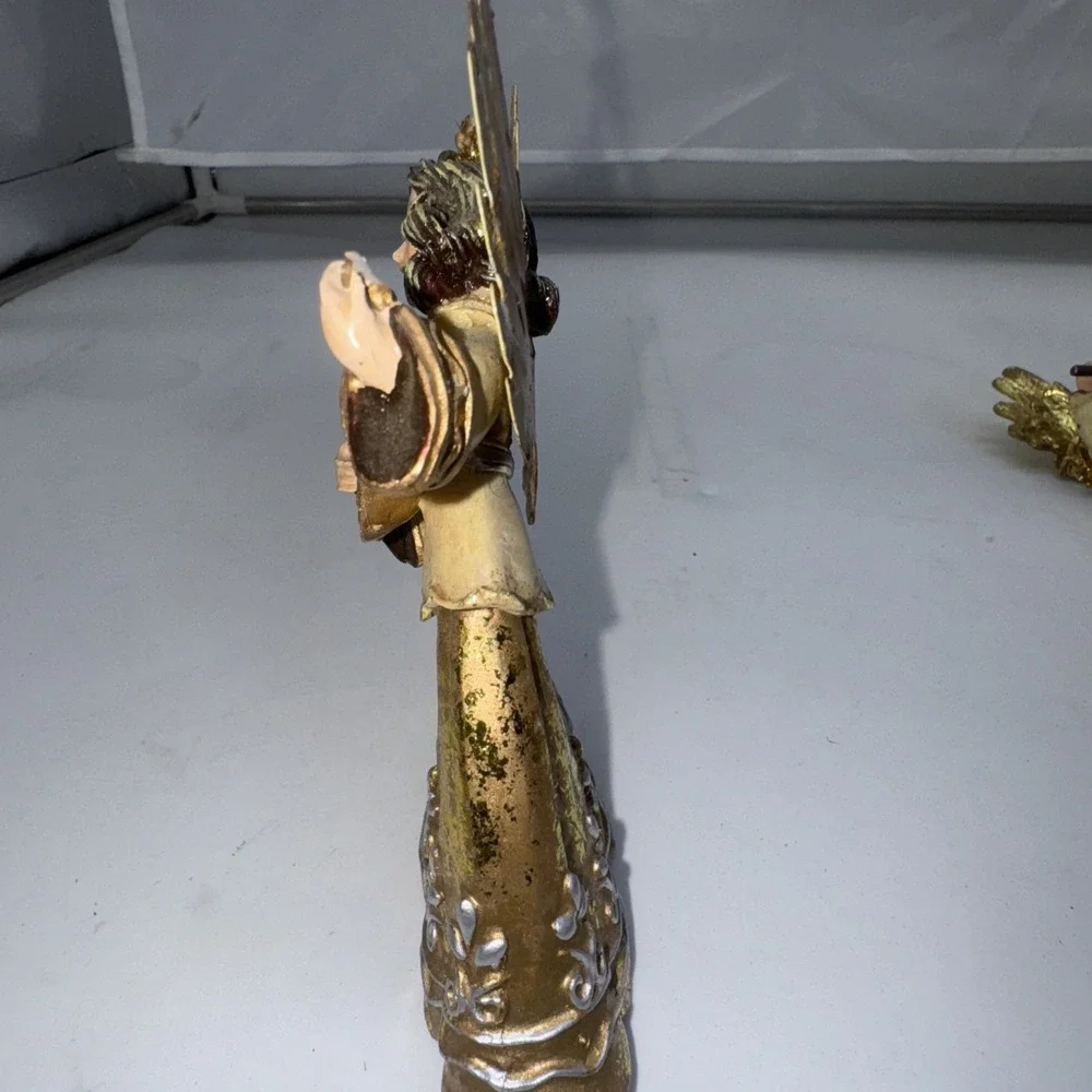 Resin Angel Ornament Lute Metal Wings‎ Please Read The Directions